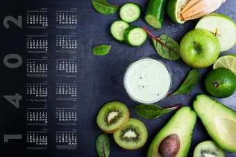 طرح لایه باز تقویم 1402 طرح میوه های سبز