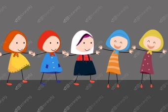 وکتور کاراکتر های دخترانه ( 2 کاراکتر + 5 مدل لباس) در فتوشاپ