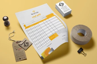 دانلود فاکتور فروش لایه‌باز با طراحی مدرن و رنگ‌های خاکستری، نارنجی و سفید