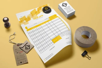 دانلود فاکتور فروش لایه‌باز با ترکیب رنگ زرد، نارنجی و خاکستری – طراحی پویا برای برندهای نوآور