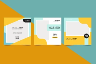 دانلود قالب آماده پست اینستاگرام مدل فیروزه ای-زرد