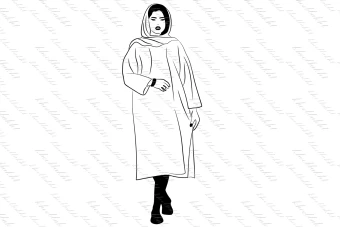 دانلود طرح وکتور زن با مانتو تابستانی و خنک همراه با صندل جهت طراحی تراکت تبلیغاتی مانتوفروشی