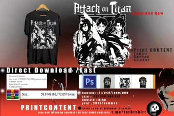 طرح تیشرت اتک ان تایتان /Attack on titan