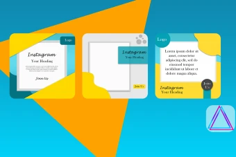 دانلود طرح لایه باز قالب پست اینستاگرام زرد و فیروزه ای
