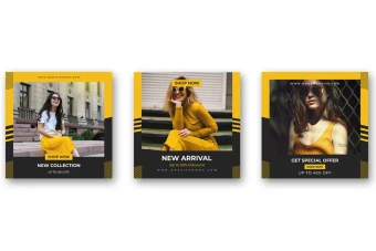 قالب پست اینستاگرام زرد و مشکی