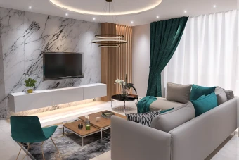 دانلود پروژه آماده طراحی و مدلسازی سه بعدی فضای تی وی روم