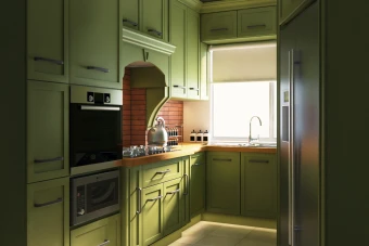 طراحی ومدلسازی سه بعدی فضای آشپزخانه به سبک نیوکلاسیک