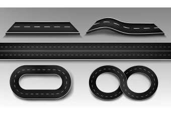 وکتور مجموعه اشکال مختلف راه و جاده ها