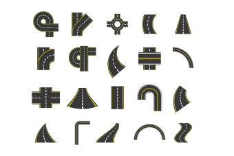 وکتور مجموعه اشکال مختلف راه و جاده ها