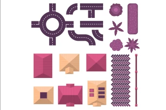 وکتور مجموعه اشکال مختلف راه و جاده وخانه ها