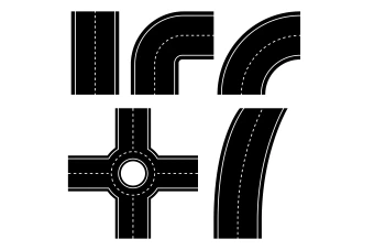 وکتور مجموعه اشکال مختلف راه و جاده ها