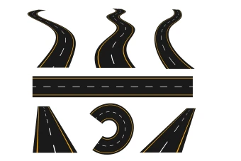 وکتور مجموعه اشکال مختلف راه و جاده ها
