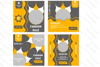 دانلود قالب پست اینستاگرام طوسی و زرد زیبا متشکل از گل با گلبرگ های زرد و سفید