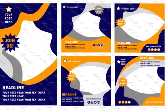 دانلود قالب پست و استوری اینستاگرام سرمه ای و زرد لایه باز متشکل از منحنی ها مخصوص همه ی مشاغل