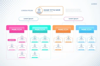 فایل لایه باز چارت سازمانی و اداری (اینفوگرافیک چارت سازمانی و اداری)