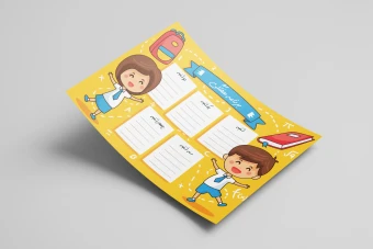 فایل لایه باز قالب برنامه کلاسی (برنامه هفتگی)