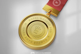 دانلود فایل لایه باز موکاپ مدال طلا