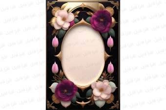 عکس شیک و زیبا از یک قاب همراه با گل های روی آن