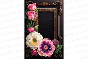 عکس شیک و زیبا از یک قاب همراه با گل های روی آن