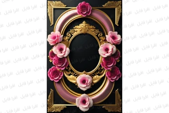 عکس شیک و زیبا از یک قاب همراه با گل های روی آن