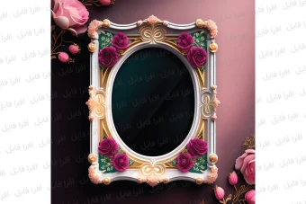 عکس شیک و زیبا از یک قاب همراه با گل های روی آن