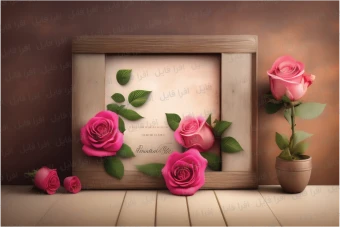 عکس شیک و زیبا از قاب همراه با گل های روی آن