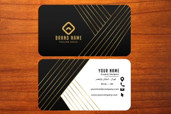 طرح لایه باز موکاپ کارت ویزیت طلایی اداری و تجاری لاکچری شماره 12