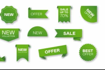 دانلود  لیبل ریبون رنگ سبز