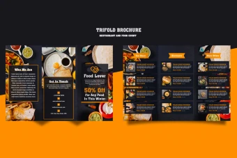 طرح لایه باز بروشور و منو سه لتی تبلیغاتی برای تمام مشاغل  بخصوص رستوران و کافی شاپ شماره 6