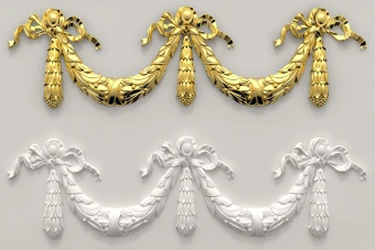 گچبری زنگوله دار هلال دار طلایی و سفید تزئینی