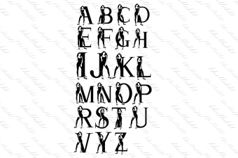 دانلود طرح وکتور زن با تمام حروف الفبای انگلیسی مناسب لوگوی فروشگاه پوشاک زنانه