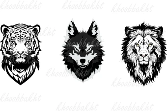 دانلود طرح وکتور گرگ و ببر و شیر