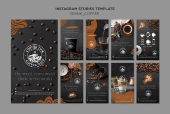 8 قالب پست و استوری برای قهو و رستوران,پست و استوری اسلایدی ۸ صفحه یا کافی شاپ با فرمت psd قابل ویرایش و لایه باز برای فتوشاپ