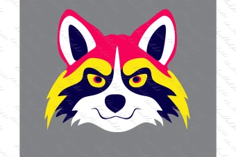 دانلود طرح وکتور سر حیوان زیبا با رنگ های سرمه ای و صورتی