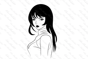 دانلود طرح وکتور دختر نیمرخ زیبا