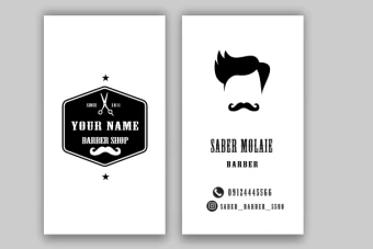 قالب آماده لایه باز طرح کارت ویزیت آرایشگاه مردانه- قابل ویرایش و شخصی سازی -  دورو