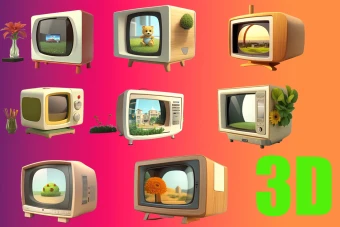 8 عدد طرح لایه باز استیکر 3 بعدی تلوزیون فانتزی