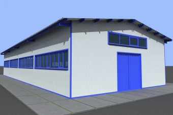 مدل 3dmax از سوله به ابعاد 9x24