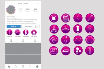 دانلود 16 کاور هایلایت استوری اینستاگرام خیاطی بنفش و سرخابی