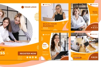 پست اینستاگرام برای مشاغل و کسب و کار با رنگ نارنجی ،رنگ نارنجی ،لایه باز با فرمت psd