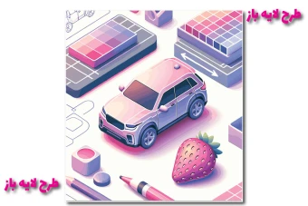 طرح وکتور لایه باز از ماشین 3 بعدی کاملا لایه باز جهت تغییر اندازه و رنگ