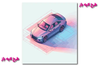 طرح وکتور لایه باز از ماشین 3 بعدی کاملا لایه باز جهت تغییر اندازه و رنگ