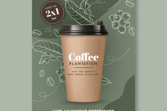 طرح پوستر لیوان قهوه