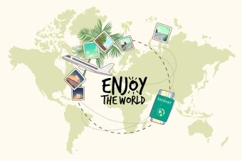 تصویر نقشه جهان برای طراحی های مسافرتی و شرکت های گردشگری