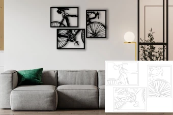 وکتور سه بخشی دوچرخه مناسب برای برش لیزری یا حکاکی