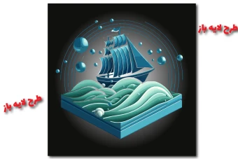 طرح وکتور لایه باز از کشتی و دریا 3 بعدی کاملا لایه باز جهت تغییر اندازه و رنگ