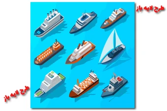 9 طرح وکتور لایه باز از انواع کشتی کاملا لایه باز جهت تغییر اندازه و رنگ