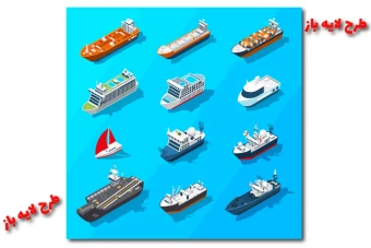 9 طرح وکتور لایه باز از انواع کشتی کاملا لایه باز جهت تغییر اندازه و رنگ