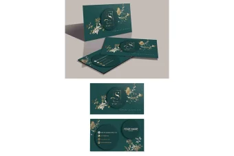 کارت ویزیت لایه باز سبز و طلایی