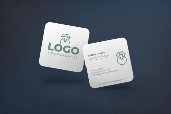 موکاپ کارت ویزیت لایه باز مربع با پس زمینه آبی